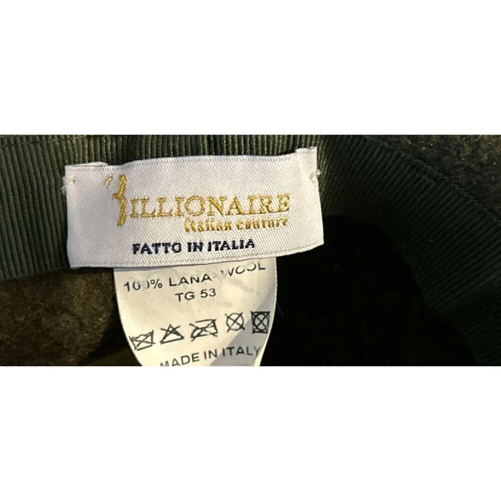 BILLIONARE Bucket Hat Made in Italy 100% Wool Hunter Green